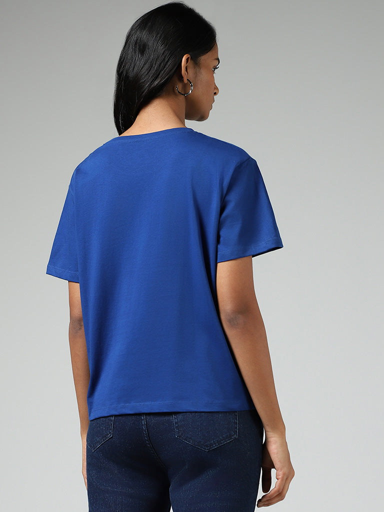 LOV Royal Blue Embroidered Patch T-Shirt