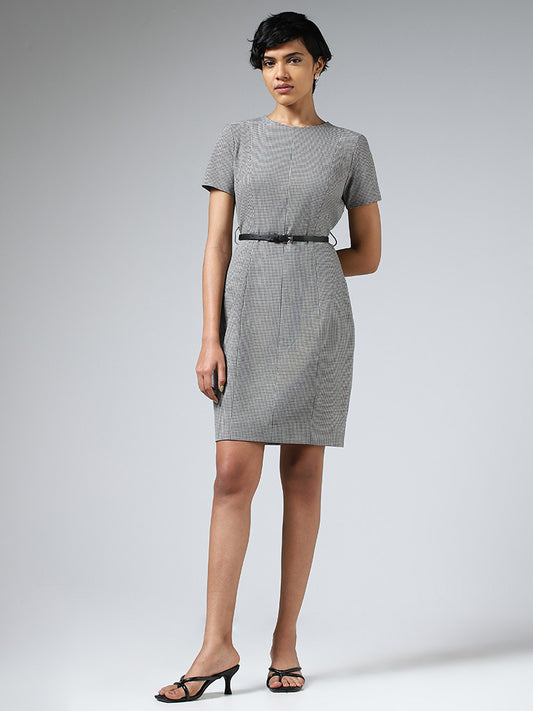 Wardrobe Black Houndstooth Mini-Checked Dress
