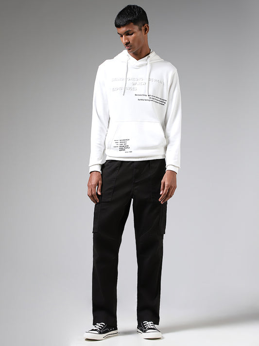 Nuon Solid Black Relaxed Fit Cargo Chinos