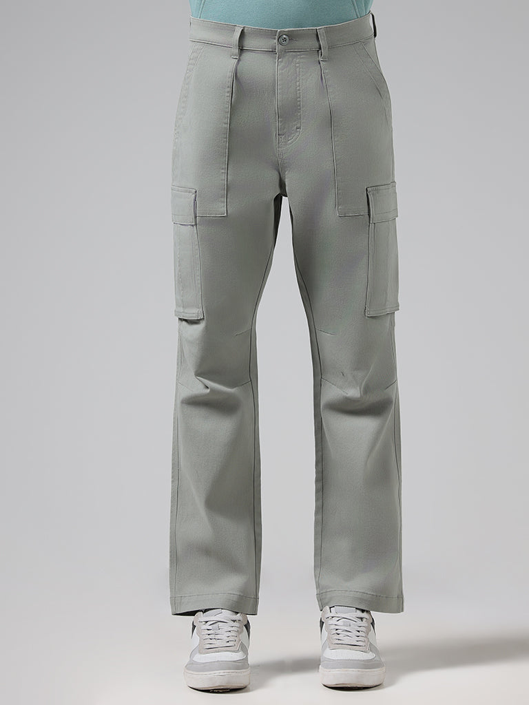 Nuon Sage Green Relaxed Fit Cargo Chinos