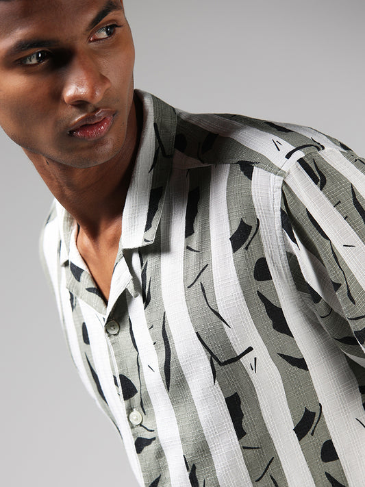 Nuon Green Printed Resort Fit Shirt
