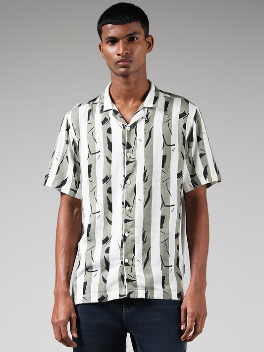 Nuon Green Printed Resort Fit Shirt
