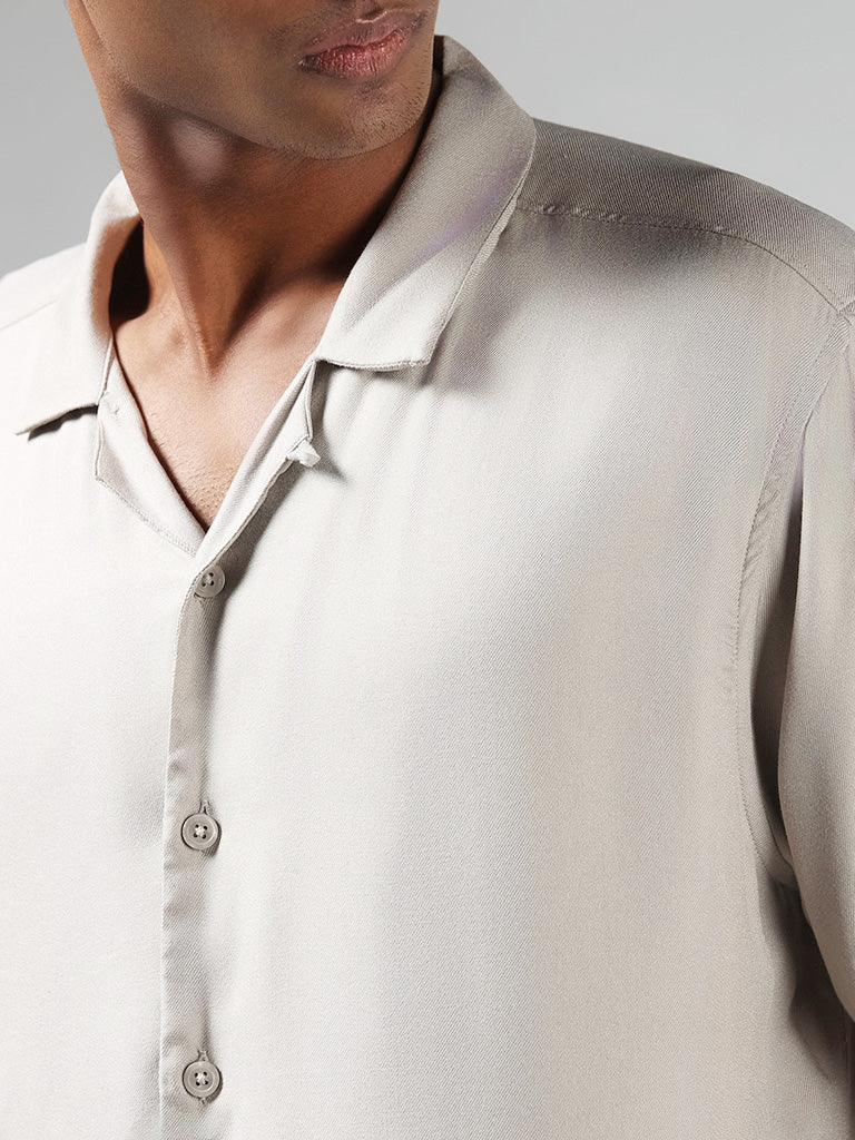 Nuon Solid Beige Relaxed-Fit Shirt