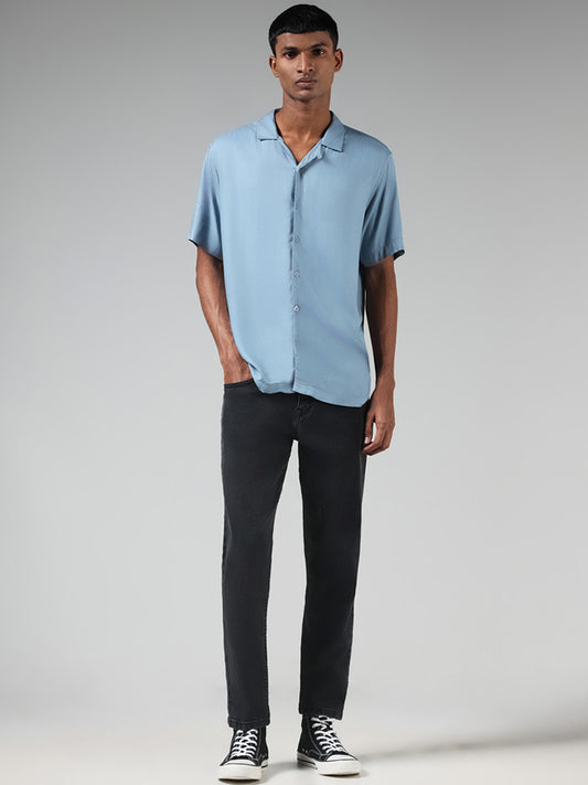 Nuon Solid Blue Relaxed Fit Shirt