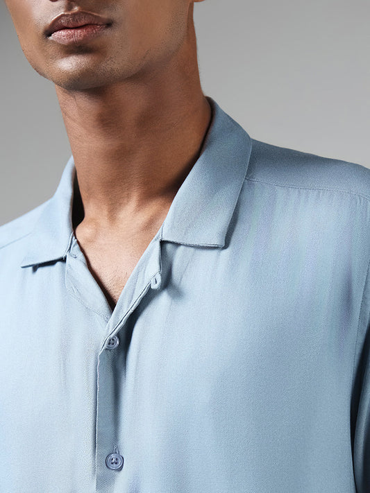 Nuon Solid Blue Relaxed Fit Shirt