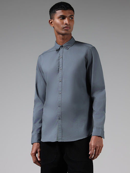 Nuon Grey Slim-Fit Cotton Shirt