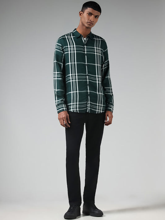 Nuon Green Checked Slim Fit Shirt