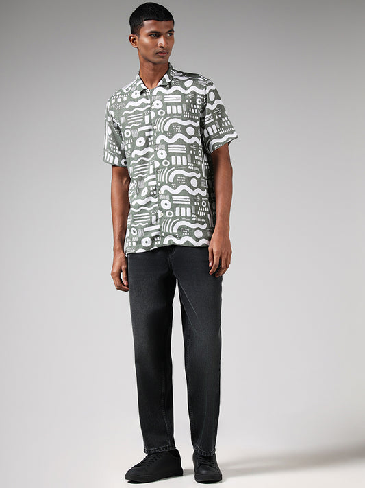 Nuon Sage Printed Resort Fit Shirt