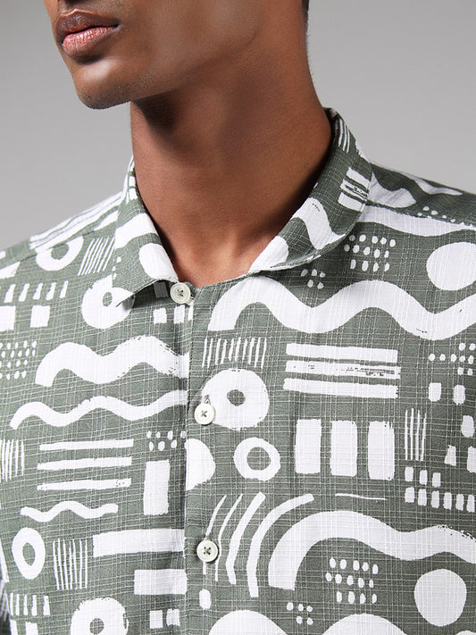 Nuon Sage Printed Resort Fit Shirt