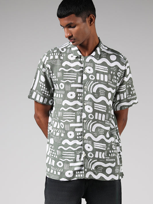 Nuon Sage Printed Resort Fit Shirt