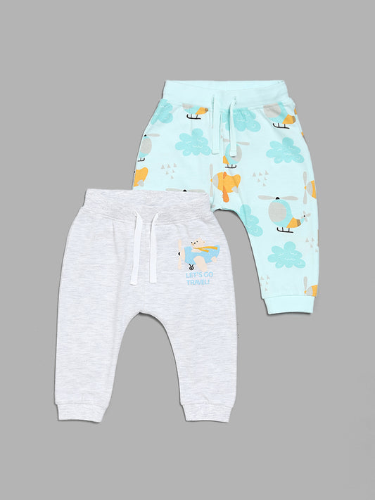 HOP Baby Printed Multicolor Pants - Pack of 2