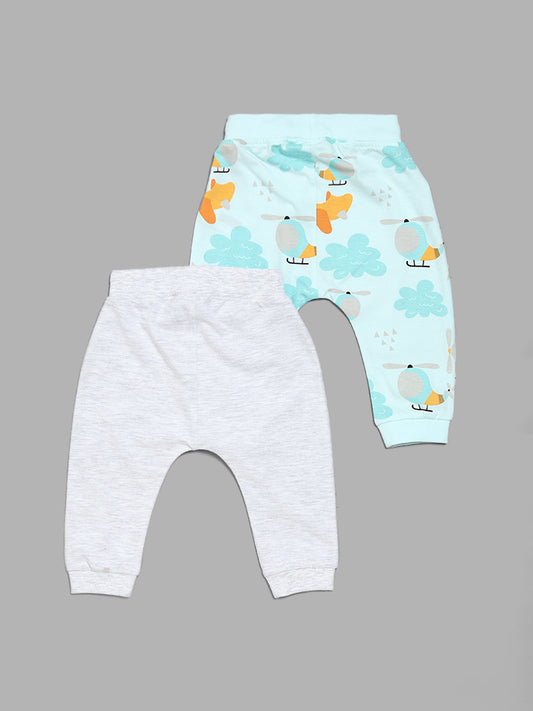 HOP Baby Printed Multicolor Pants - Pack of 2