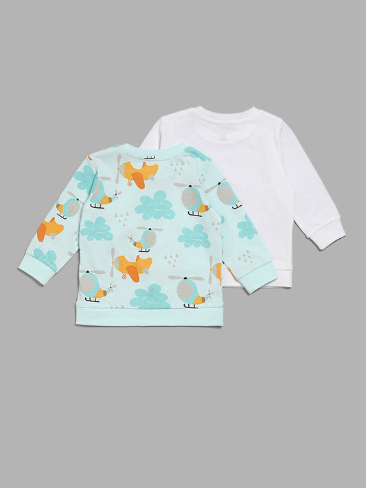 HOP Baby Multicolor Aeroplane Printed T-Shirt - Pack of 2