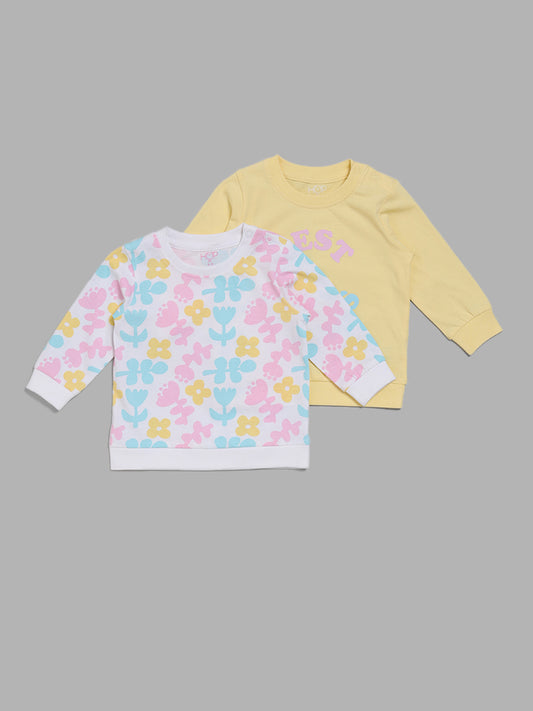 HOP Baby Multicolor Floral Printed T-Shirts- Pack of 2