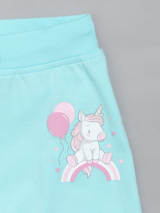 HOP Baby Unicorn & Rainbow Printed Multi Pants - Pack of 2