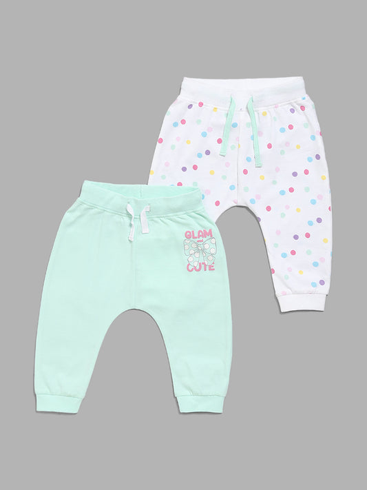 HOP Baby Polka Dot Printed Multicolour Pants - Pack of 2