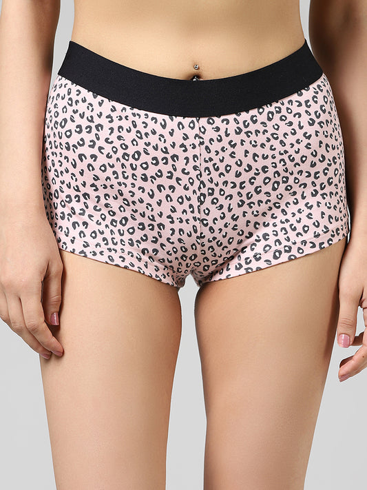 Superstar Light Pink Animal Printed High-Rise Brief