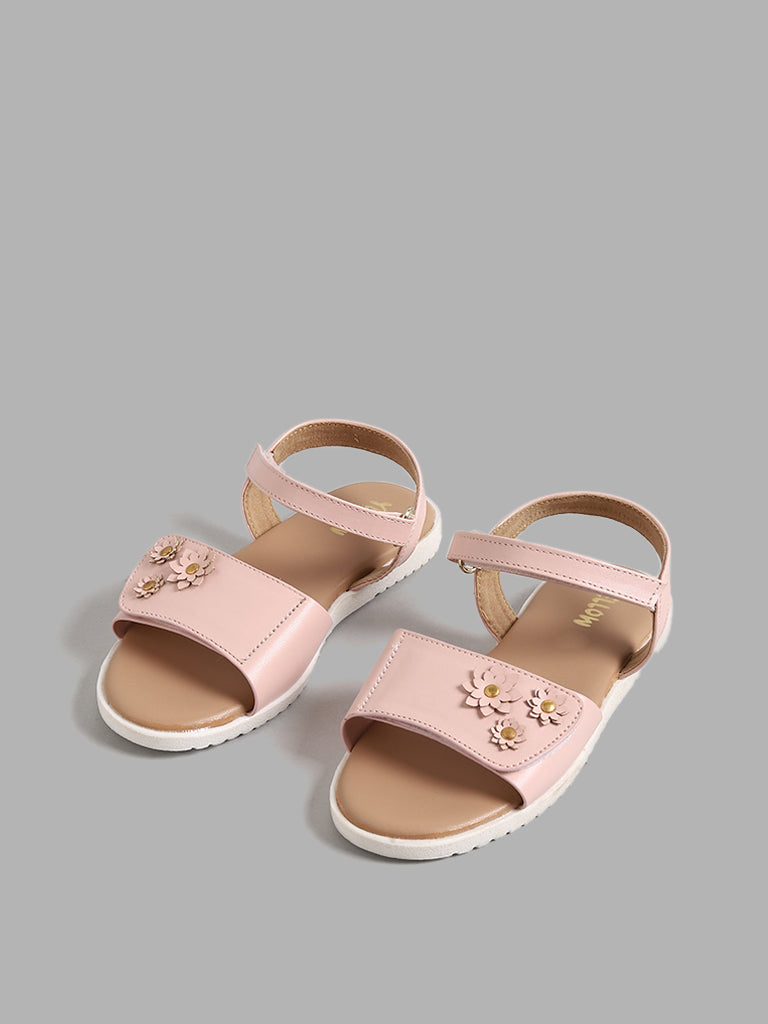 Yellow Pink Flower-Themed Sandals