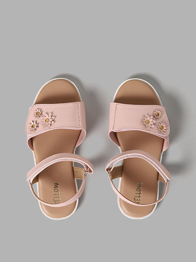 Yellow Pink Flower-Themed Sandals