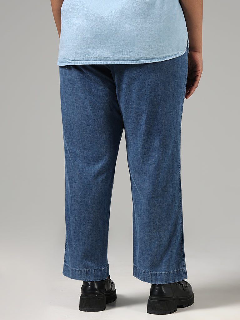 Gia Solid Blue Straight Capris