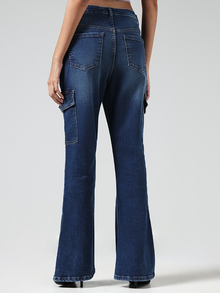 Nuon Solid Light Blue Bootcut Jeans