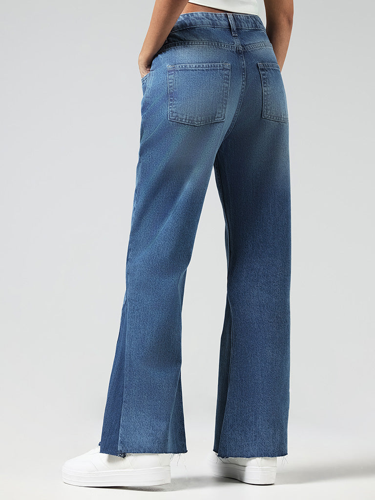 Nuon Solid Light Blue Bootcut Jeans