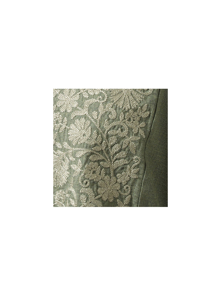 Utsa Olive Paisley Floral Embroidered A-Line Kurta