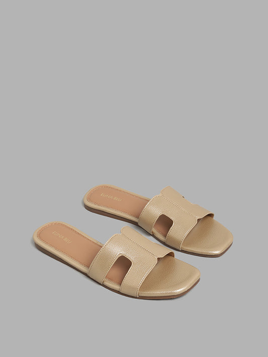 LUNA BLU Gold Slip-On Sandals