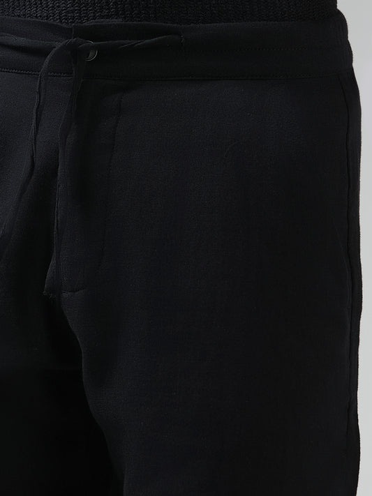 ETA Solid Black Cotton Slim-Fit Low-Rise Shorts