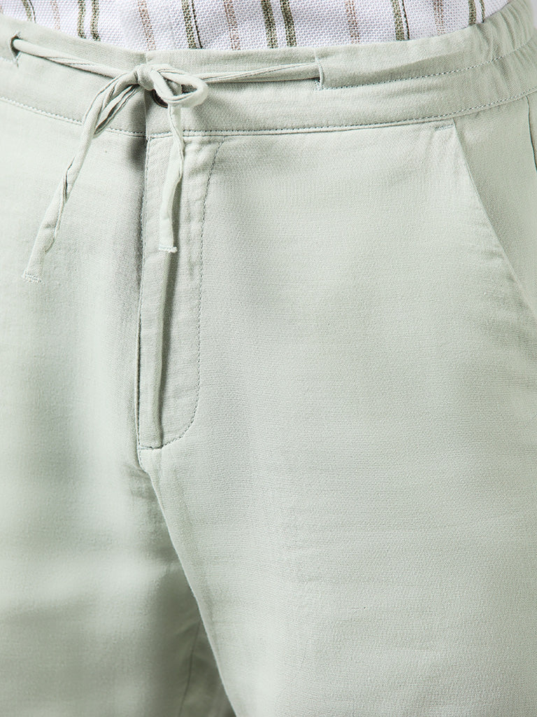 ETA Solid Sage Cotton Slim-Fit Low-Rise Shorts