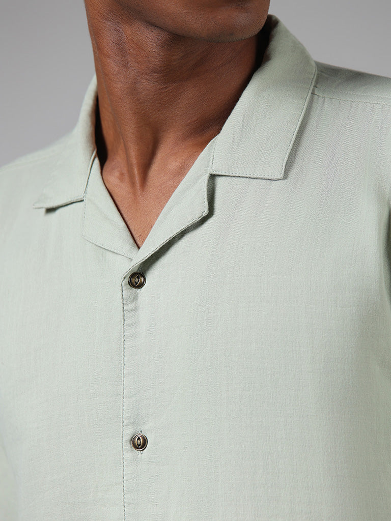ETA Solid Sage Cotton Relaxed Fit Shirt