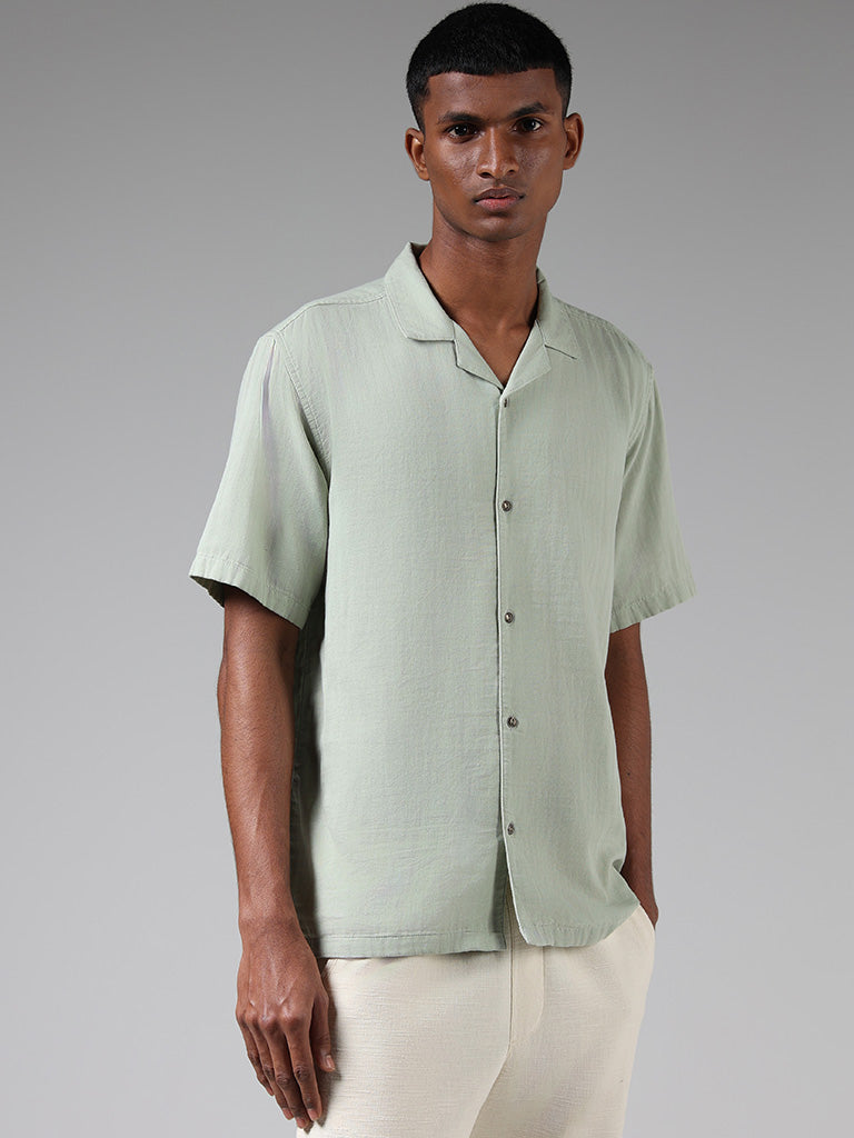ETA Solid Sage Cotton Relaxed Fit Shirt
