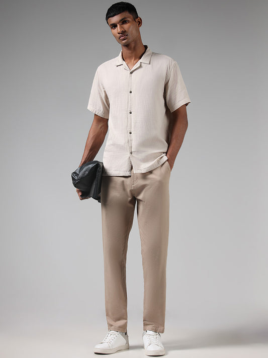 ETA Solid Beige Relaxed Fit Shirt