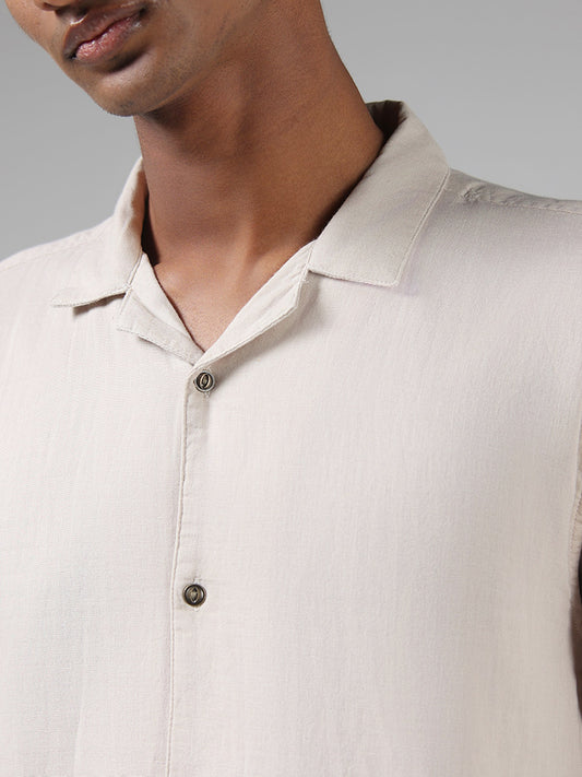 ETA Solid Beige Relaxed Fit Shirt