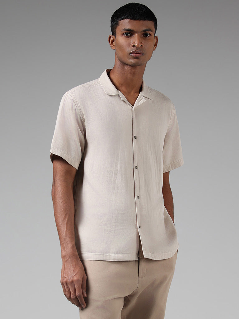 ETA Solid Beige Relaxed Fit Shirt