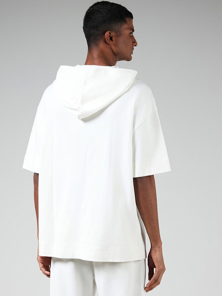 Studiofit Off White Cotton Hoodie Sweatshirt