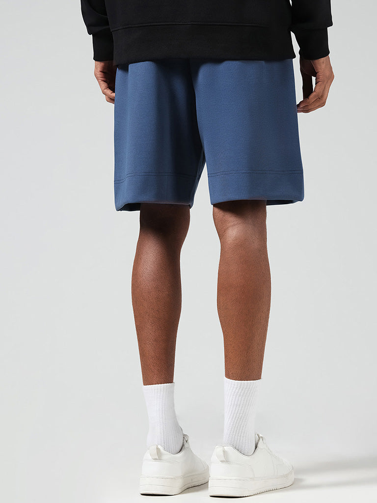 Studiofit Blue Typographic Relaxed Fit Running Shorts