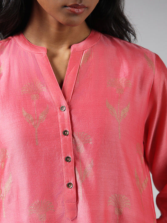 Zuba Plain Light Pink Straight Kurta