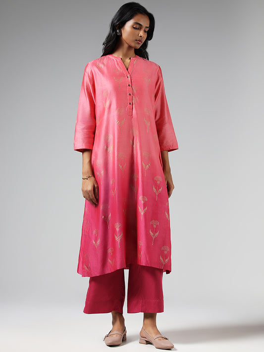 Zuba Plain Light Pink Straight Kurta
