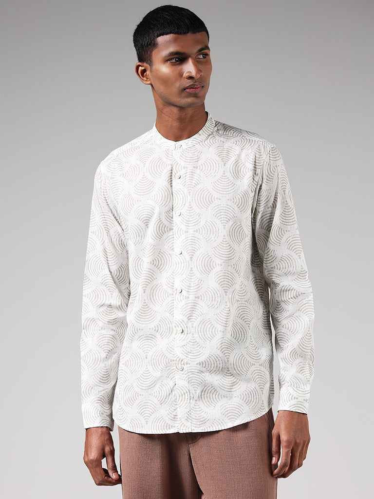 ETA Off White Printed Cotton Resort Fit Shirt