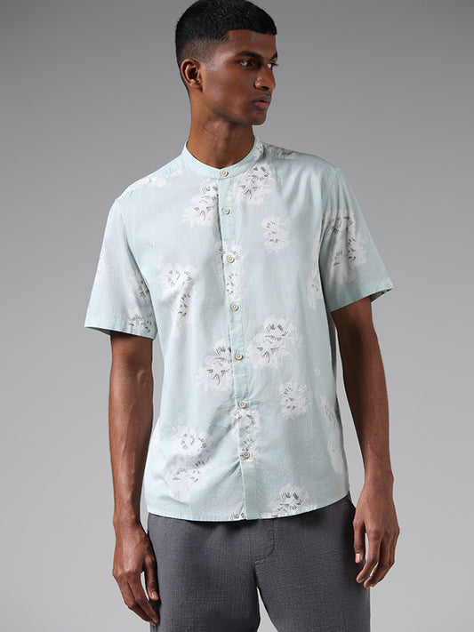 ETA Blue Floral Printed Resort Fit Shirt
