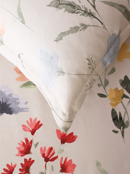 Westside Home Multicolour Floral Printed Single Bed Flat Sheet and Pillowcase Set