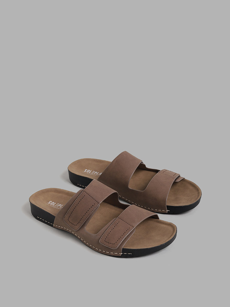 SOLEPLAY Solid Brown Double Band Sandals