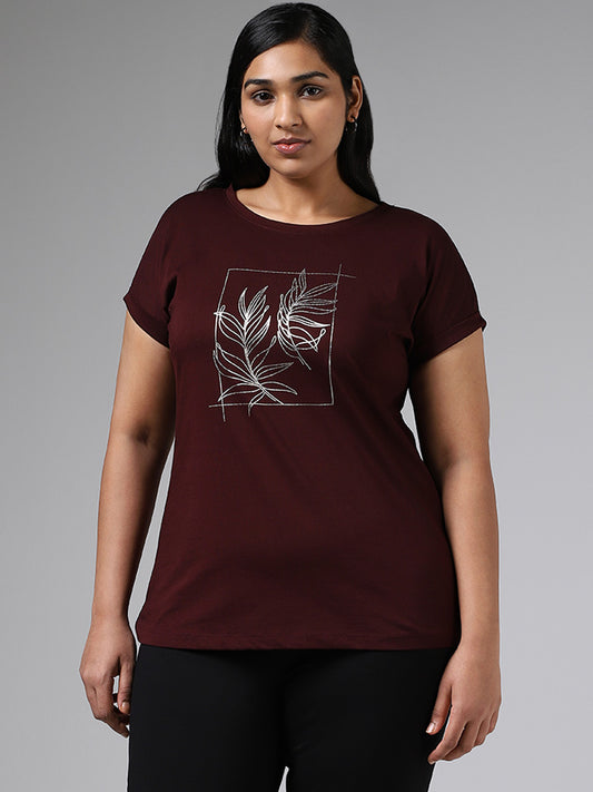 Gia Wine Leaf Printed T-Shirt