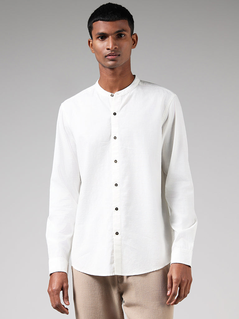 ETA Solid Off White Relaxed Fit Shirt
