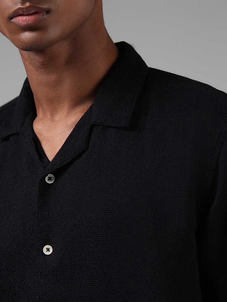 ETA Black Knitted Relaxed Fit Shirt