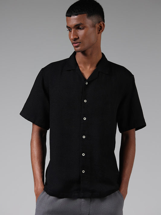 ETA Black Knitted Relaxed Fit Shirt