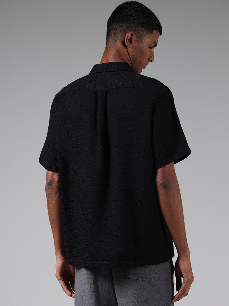 ETA Black Knitted Relaxed Fit Shirt