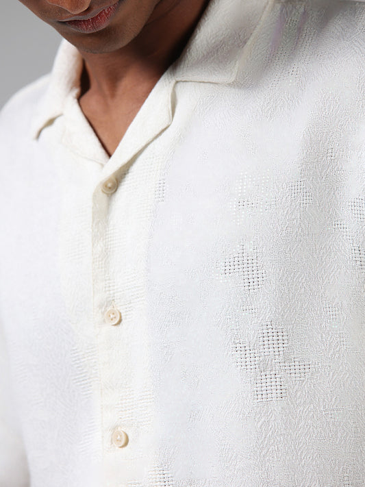 ETA Off White Knitted Relaxed Fit Shirt