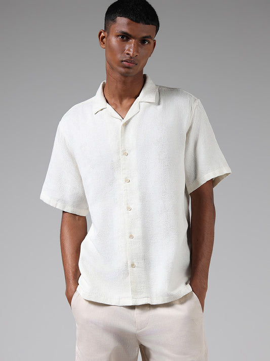 ETA Off White Knitted Relaxed Fit Shirt